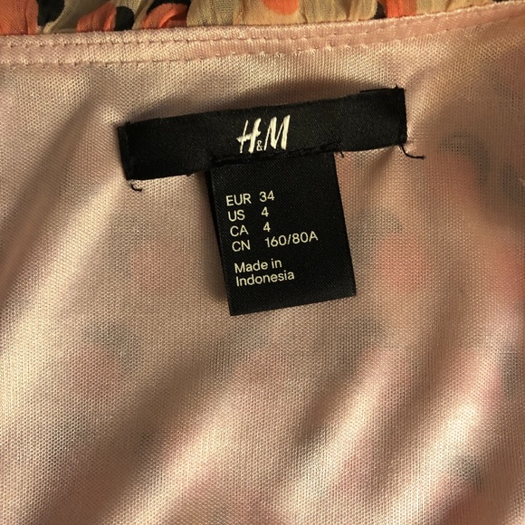 H&M Sheer Ruffled Animal Print Dress Peach 4 - Picture 6 of 8